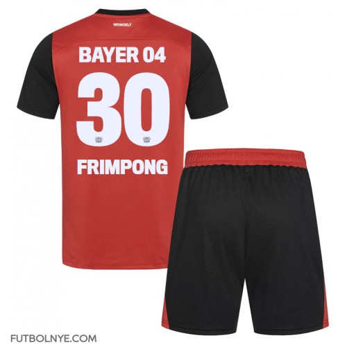 Camiseta Bayer Leverkusen Jeremie Frimpong #30 Primera Equipación para niños 2024-25 manga corta (+ pantalones cortos)